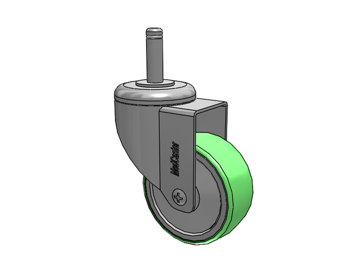 Stainless Steel Grip Ring Stem Swivel Caster with 3 x 1.25 Antimicrobial Rubber Wheel
