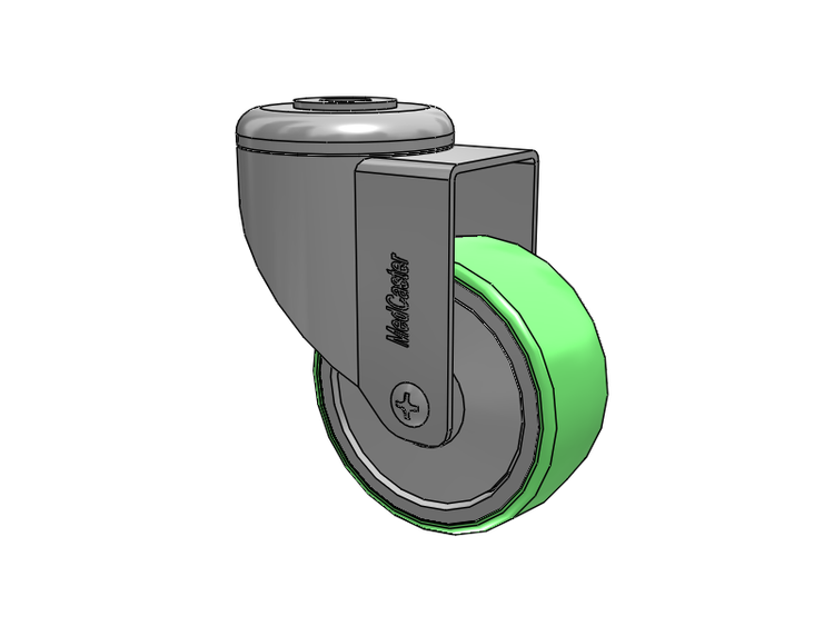 Stainless Steel Hollow Kingpin Caster with 3 x 1.25 Antimicrobial Rubber Wheel