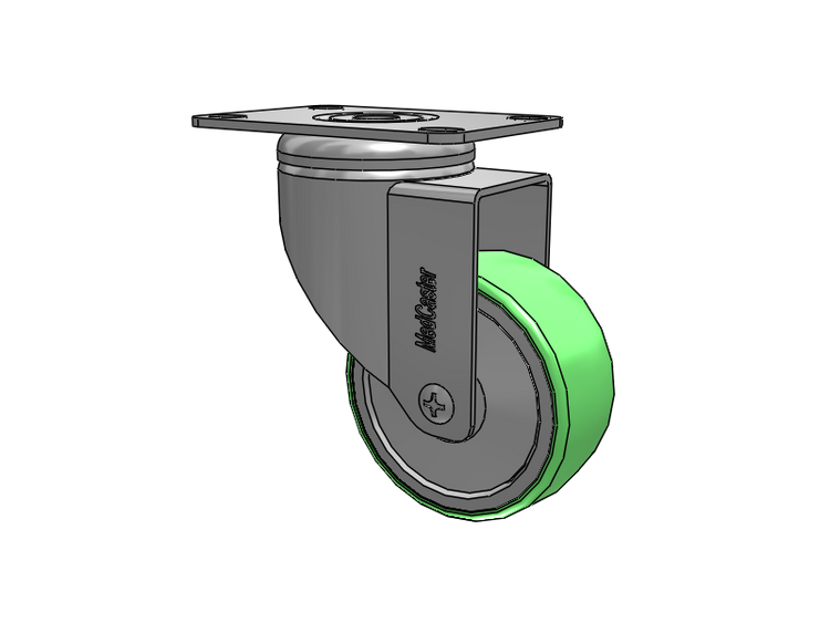 Stainless Steel Top Plate Swivel Caster with 3 x 1.25 Antimicrobial Rubber Wheel