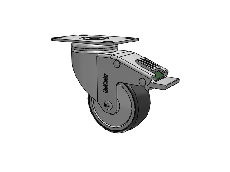 Antistatic 1 1/4" Stainless Steel Top Plate Swivel Caster with 3 x 1.25 Conductive Rubber Wheel and Directional Lock Brake