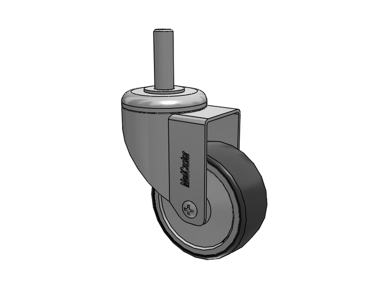 Roulette pivotante antistatique à tige filetée en acier inoxydable de 1 1/4", équipée de 3 roues en caoutchouc conducteur de 1,25