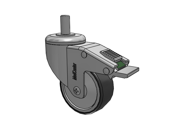 Stainless Steel Threaded Stem Swivel Caster with 3 x 1.25 Conductive Rubber Wheel and Directional Lock Brake
