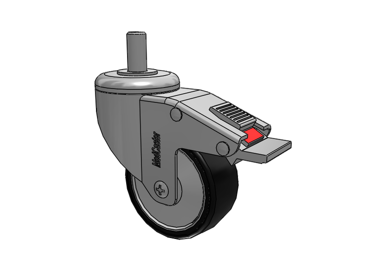 Stainless Steel Threaded Stem Swivel Caster with 3 x 1.25 Polyurethane TPU Wheel and Total Lock Brake