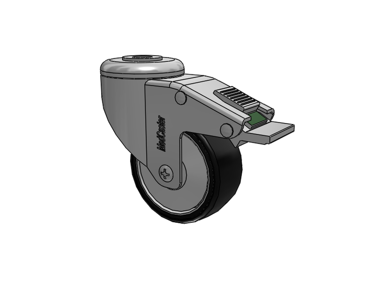 Stainless Steel Hollow Kingpin Caster with 3 x 1.25 Polyurethane TPU Wheel and Directional Lock Brake