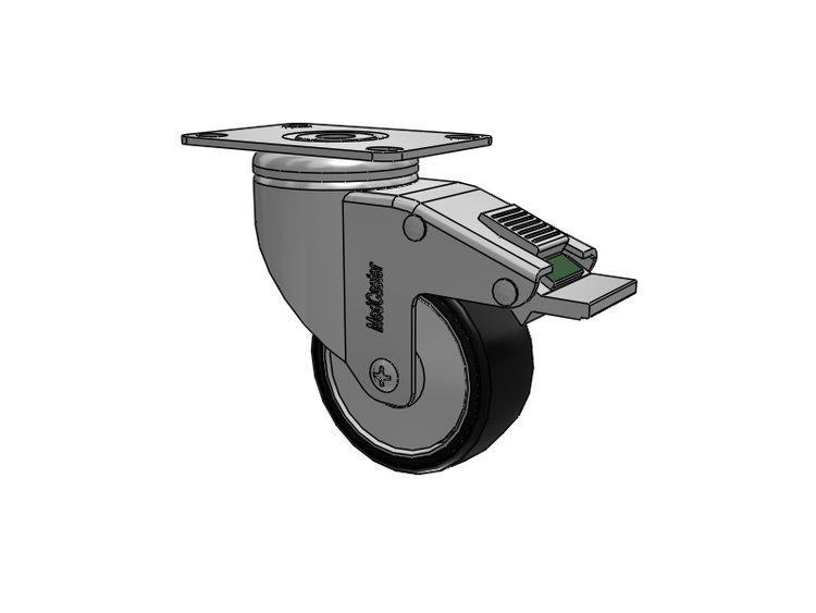 Stainless Steel Top Plate Swivel Caster with 3 x 1.25 Polyurethane TPU Wheel and Directional Lock Brake