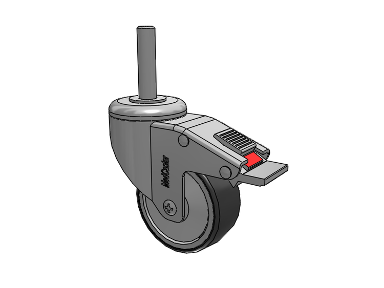 Stainless Steel Threaded Stem Swivel Caster with 3 x 1.25 Thermoplastic Rubber Wheel and Total Lock Brake