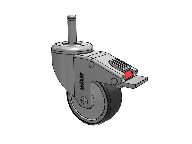 Stainless Steel Grip Ring Stem Swivel Caster with 3 x 1.25 Thermoplastic Rubber Wheel and Total Lock Brake