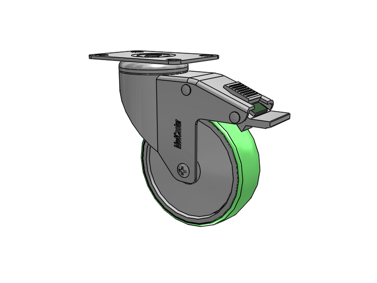 Stainless Steel Top Plate Swivel Caster with 4 x 1.25 Antimicrobial Rubber Wheel and Directional Lock Brake