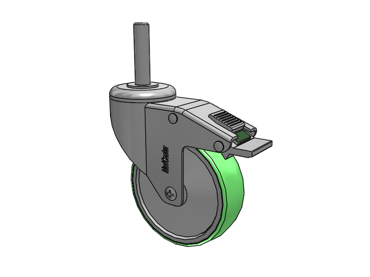 Stainless Steel Threaded Stem Swivel Caster with 4 x 1.25 Antimicrobial Rubber Wheel and Directional Lock Brake