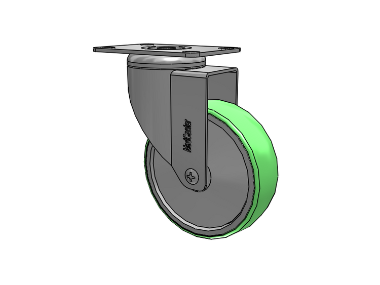 Stainless Steel Top Plate Swivel Caster with 4 x 1.25 Antimicrobial Rubber Wheel