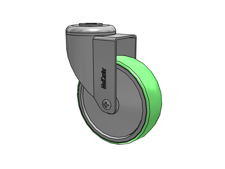 Stainless Steel Hollow Kingpin (Unassembled Caster) Swivel Caster with 4 x 1.25 Antimicrobial Rubber Wheel