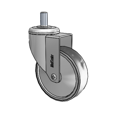 Roulette pivotante antistatique à tige filetée en acier inoxydable de 1 1/4", équipée de 4 roues en caoutchouc conducteur de 1,25