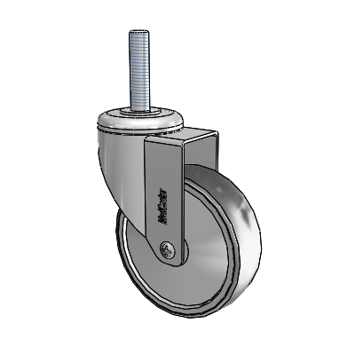 Roulette pivotante antistatique à tige filetée en acier inoxydable de 1 1/4", équipée de 4 roues en caoutchouc conducteur de 1,25