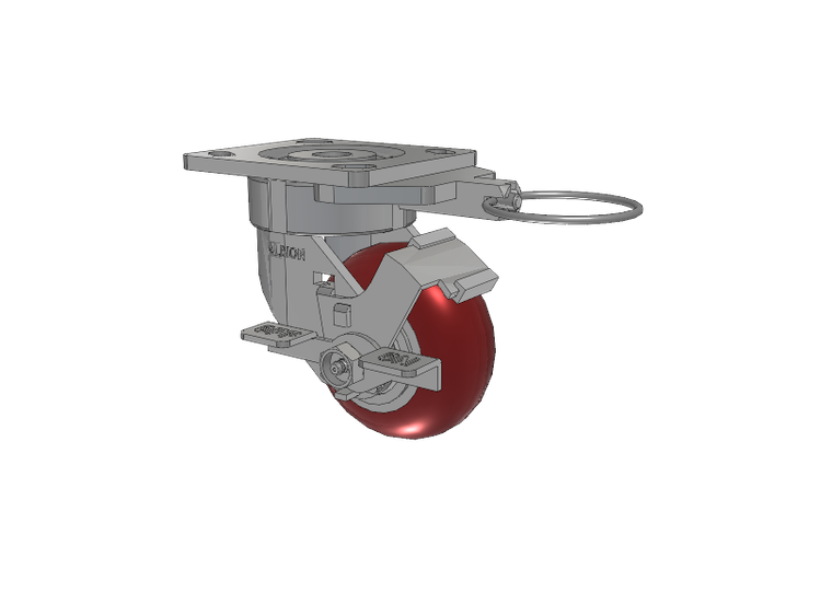 18 Series Top Plate Swivel Caster with 4 x 2 Maroon Tread on Aluminum Core AX - Round Polyurethane (Aluminum Core) Wheel and Face Brake