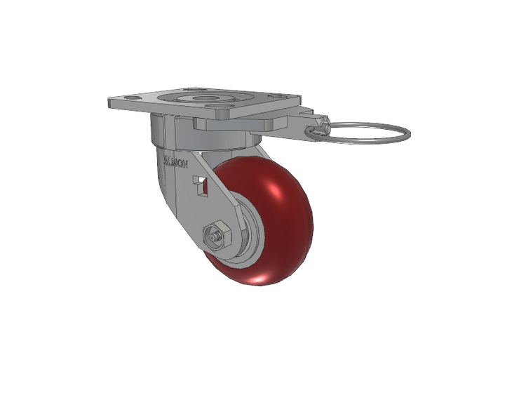 18 Series Top Plate Swivel Caster with 4 x 2 Maroon Tread on Aluminum Core AX - Round Polyurethane (Aluminum Core) Wheel
