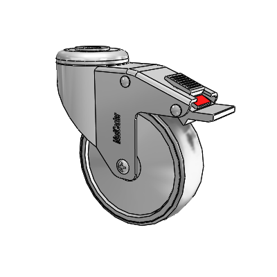 Stainless Steel Hollow Kingpin (Unassembled Caster) Swivel Caster with 4 x 1.25 Conductive Rubber Wheel and Total Lock Brake