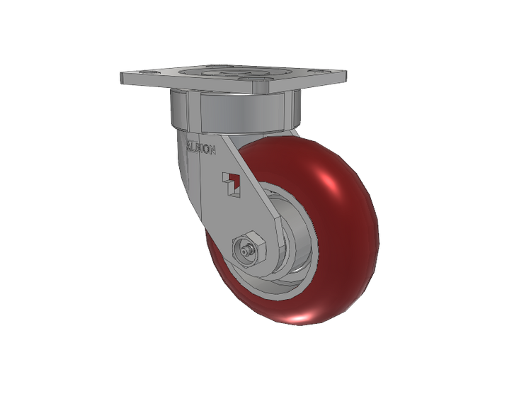 18 Series Top Plate Swivel Caster with 5 x 2 Maroon Tread on Aluminum Core AX - Round Polyurethane (Aluminum Core) Wheel