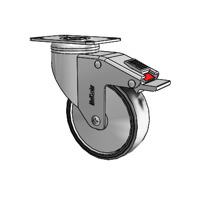 Stainless Steel Top Plate Swivel Caster with 4 x 1.25 Polyurethane TPU Wheel and Total Lock Brake