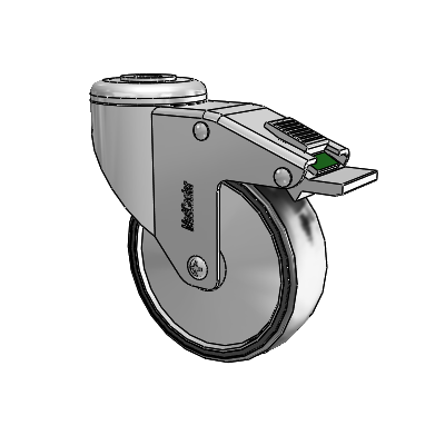 Stainless Steel Hollow Kingpin (Unassembled Caster) Swivel Caster with 4 x 1.25 Polyurethane TPU Wheel and Directional Lock Brake