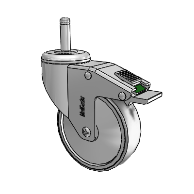 Stainless Steel Grip Ring Stem Swivel Caster with 4 x 1.25 Thermoplastic Rubber Wheel and Directional Lock Brake