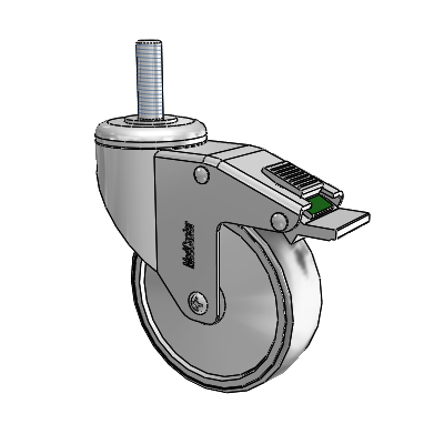 Stainless Steel Threaded Stem Swivel Caster with 4 x 1.25 Thermoplastic Rubber Wheel and Directional Lock Brake