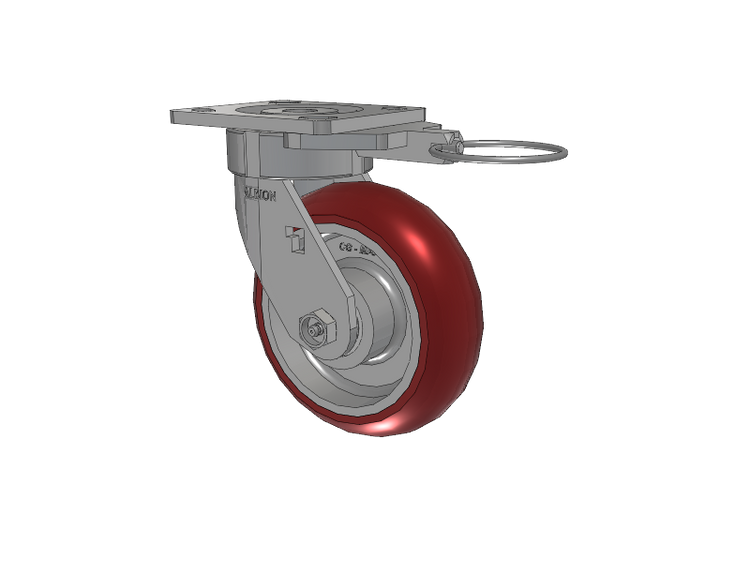18 Series Top Plate Swivel Caster with 6 x 2 Maroon Tread on Aluminum Core AX - Round Polyurethane (Aluminum Core) Wheel