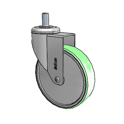 Stainless Steel Threaded Stem Swivel Caster with 5 x 1.25 Antimicrobial Rubber Wheel