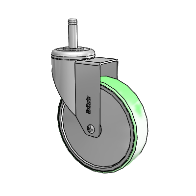 Stainless Steel Grip Ring Stem Swivel Caster with 5 x 1.25 Antimicrobial Rubber Wheel