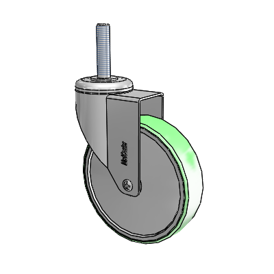 Stainless Steel Threaded Stem Swivel Caster with 5 x 1.25 Antimicrobial Rubber Wheel