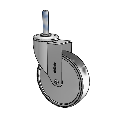 Antistatic 1 1/4" Stainless Steel Threaded Stem Swivel Caster with 5 x 1.25 Conductive Rubber Wheel