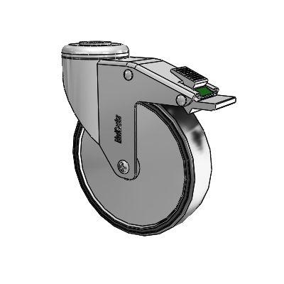 Stainless Steel Hollow Kingpin (Unassembled Caster) Swivel Caster with 5 x 1.25 Polyurethane TPU Wheel and Directional Lock Brake