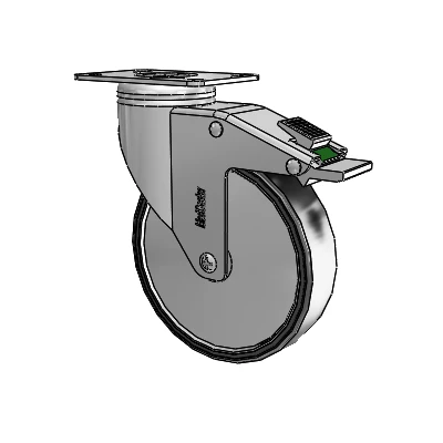 Stainless Steel Top Plate Swivel Caster with 5 x 1.25 Polyurethane TPU Wheel and Directional Lock Brake