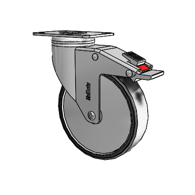 Stainless Steel Top Plate Swivel Caster with 5 x 1.25 Polyurethane TPU Wheel and Total Lock Brake