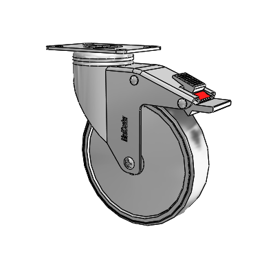Stainless Steel Top Plate Swivel Caster with 5 x 1.25 Thermoplastic Rubber Wheel and Total Lock Brake