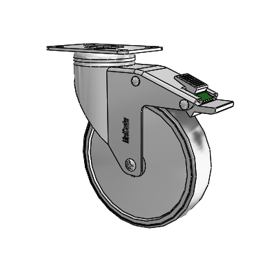 Stainless Steel Top Plate Swivel Caster with 5 x 1.25 Thermoplastic Rubber Wheel and Directional Lock Brake