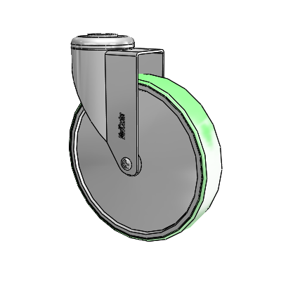 Stainless Steel Hollow Kingpin (Unassembled Caster) Swivel Caster with 6 x 1.25 Antimicrobial Rubber Wheel