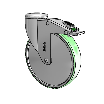 Stainless Steel Hollow Kingpin (Unassembled Caster) Swivel Caster with 6 x 1.25 Antimicrobial Rubber Wheel and Directional Lock Brake