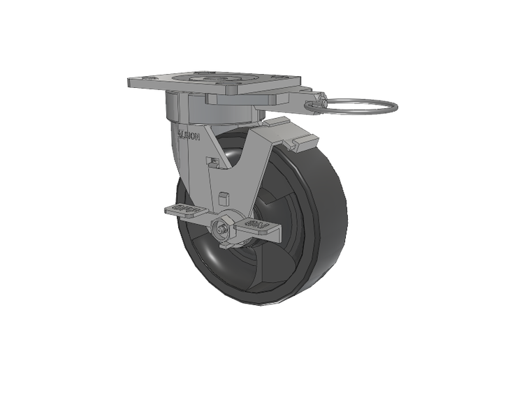 18 Series Top Plate Swivel Caster with 6 x 2 Dark Grey Nylon DT - Heavy Duty Glass-Filled Nylon Wheel and Face Brake