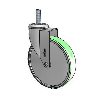 Stainless Steel Threaded Stem Swivel Caster with 6 x 1.25 Antimicrobial Rubber Wheel