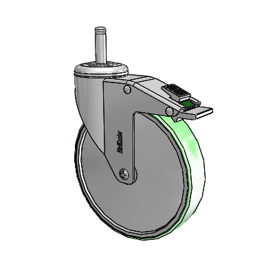 Stainless Steel Grip Ring Stem Swivel Caster with 6 x 1.25 Antimicrobial Rubber Wheel and Directional Lock Brake