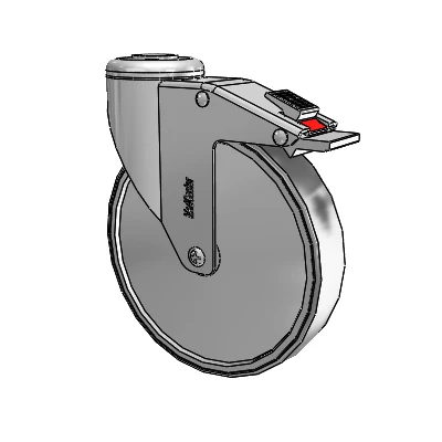 Stainless Steel Hollow Kingpin (Unassembled Caster) Swivel Caster with 6 x 1.25 Conductive Rubber Wheel and Total Lock Brake