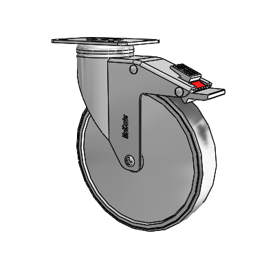 Stainless Steel Top Plate Swivel Caster with 6 x 1.25 Conductive Rubber Wheel and Total Lock Brake