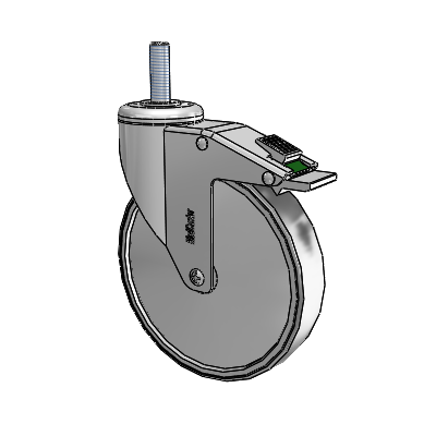 Stainless Steel Threaded Stem Swivel Caster with 6 x 1.25 Conductive Rubber Wheel and Directional Lock Brake