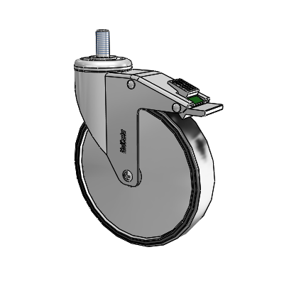 Stainless Steel Threaded Stem Swivel Caster with 6 x 1.25 Polyurethane TPU Wheel and Directional Lock Brake