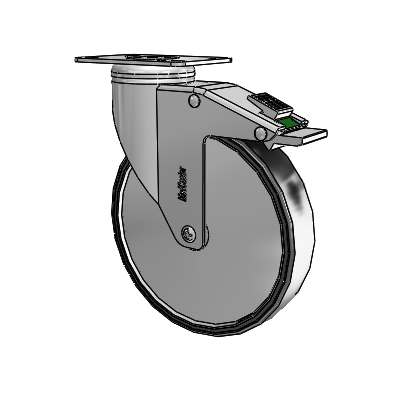 Stainless Steel Top Plate Swivel Caster with 6 x 1.25 Polyurethane TPU Wheel and Directional Lock Brake