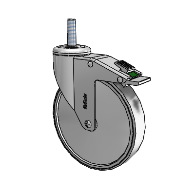 Stainless Steel Threaded Stem Swivel Caster with 6 x 1.25 Thermoplastic Rubber Wheel and Directional Lock Brake