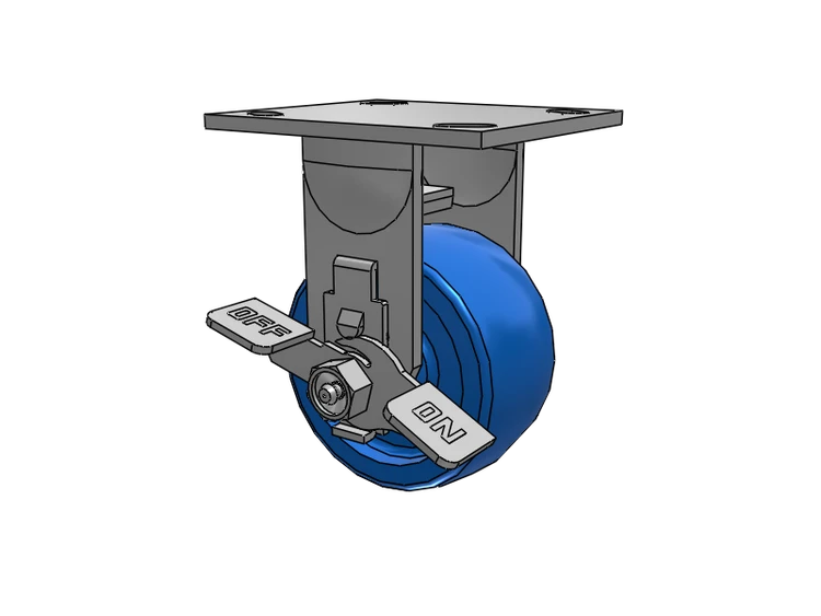 E-line Stainless Steel Rigid Caster with 4 x 2 Solid Polyurethane K Wheel and Tread Lock Brake