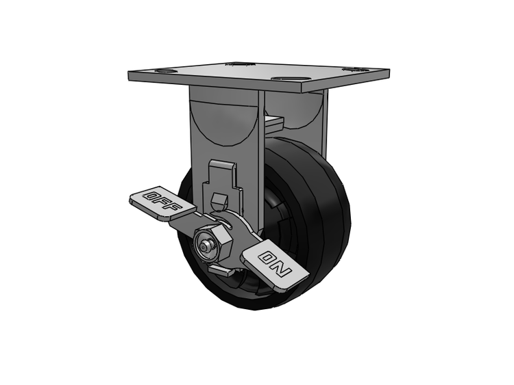 E-line Stainless Steel Rigid Caster with 4 x 2 Maxim Solid Fiberglass/Nylon Wheel and Tread Lock Brake