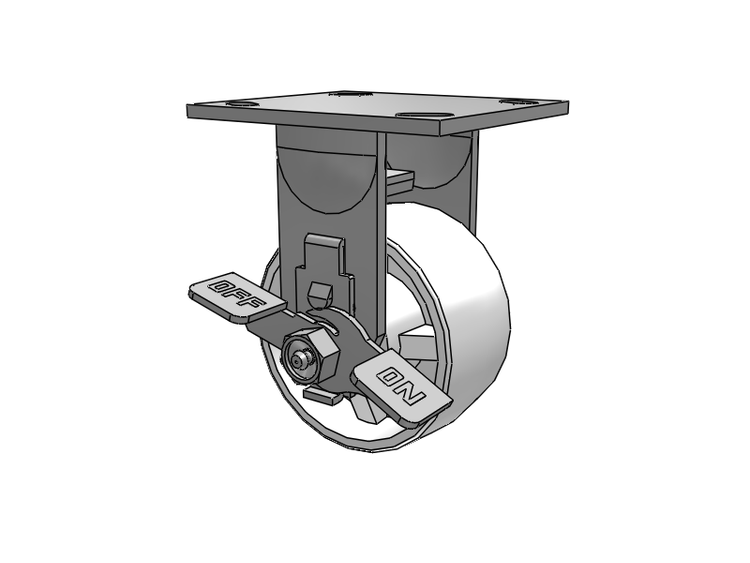 E-line Stainless Steel Rigid Caster with 4 x 2 Retort Hi-Temp Wheel and Tread Lock Brake