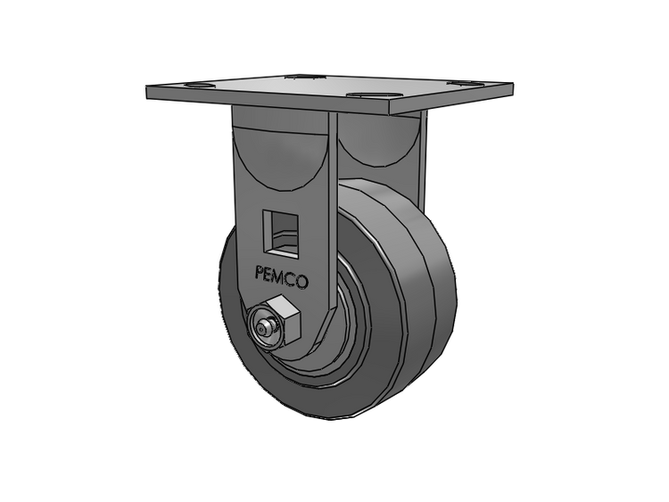 E-line Stainless Steel Rigid Caster with 4 x 2 Thermo-Rubber (Flat) Wheel
